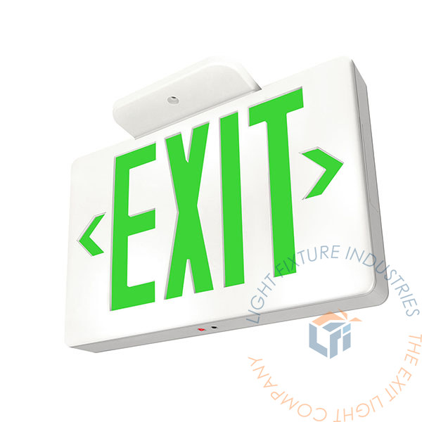 Exit Sign | Thin Green | White Housing