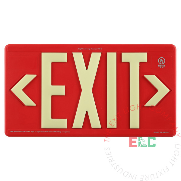 Exit Sign | Photoluminescent | 100' View [PA100]