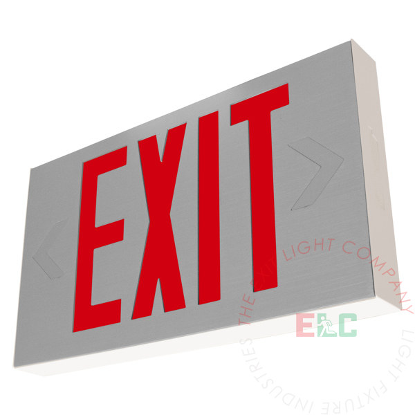 Exit Sign | Aluminum Red | Brushed Aluminum/White Housing | Battery Backup [EXAL-R]